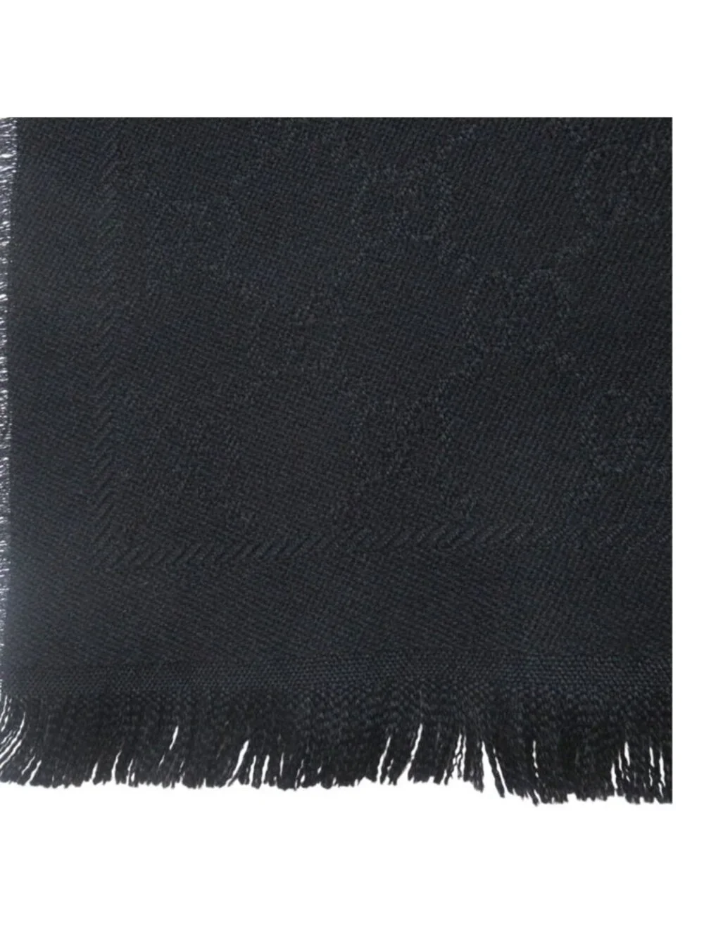 Gucci GG Jacquard Fringe Shawl Black Pre Owned Scarf